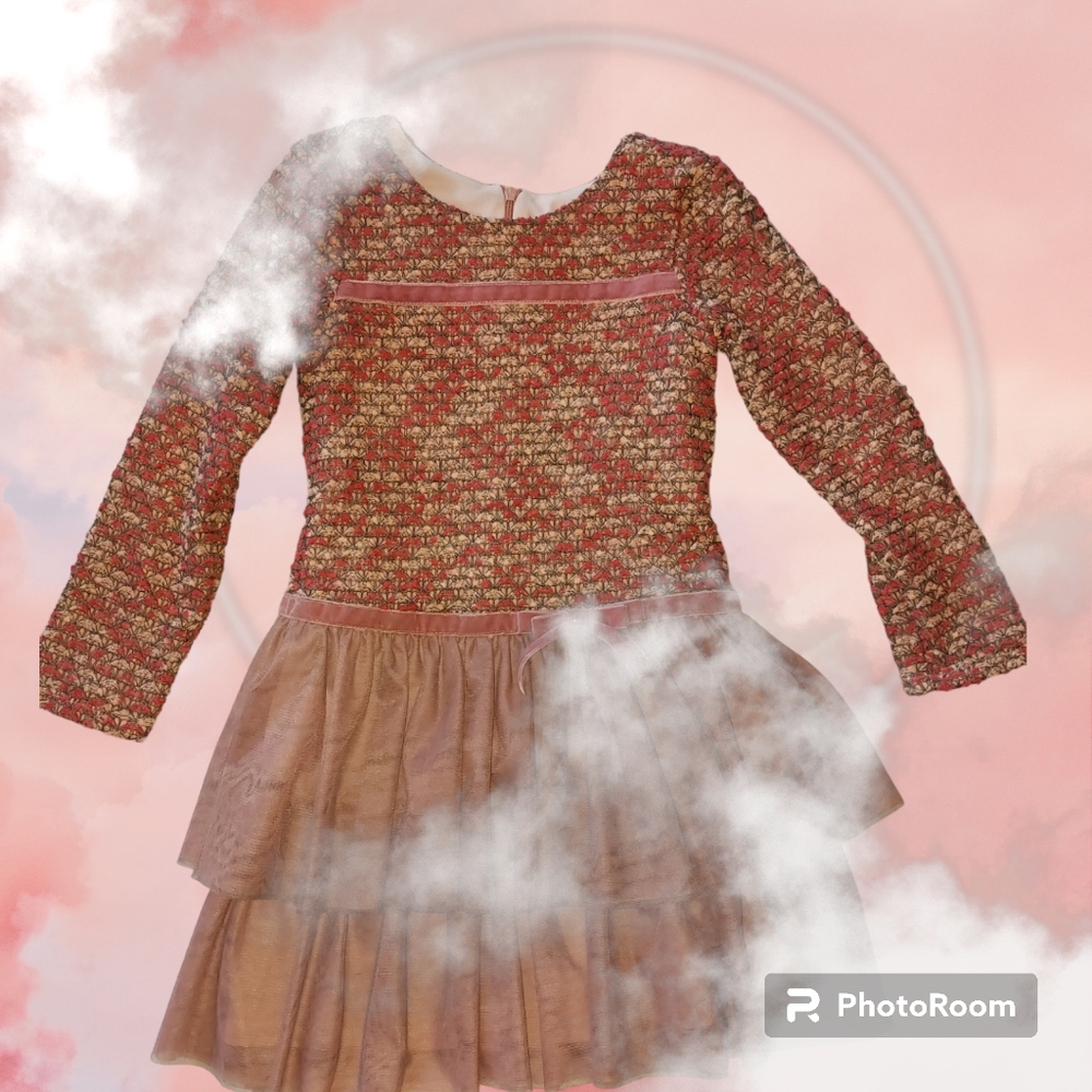 Isobella and Chloe Tweed and Tulle Dress, Size 6 (flaw)